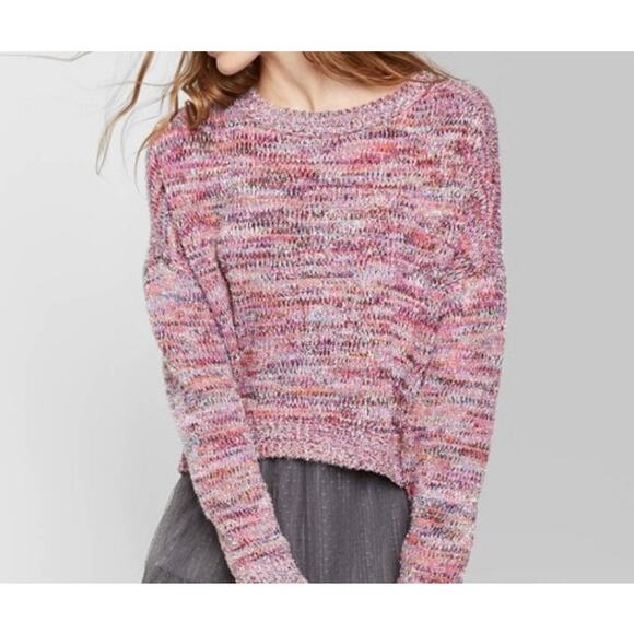 Wild Fable Women's Pink Long Sleeve Crewneck Tinsel Sweater - Size Medium - NWT - Picture 3 of 7